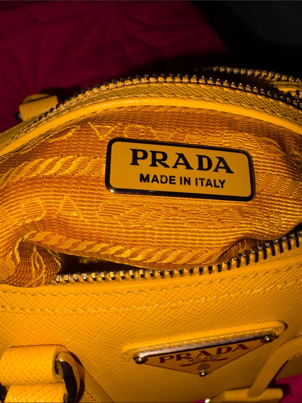 Prada Yellow Saffiano Leather Mini Bowling Bag - Picture 10 of 11